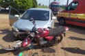 ​Mulher fica ferida em acidente de carro e moto em Campo Erê