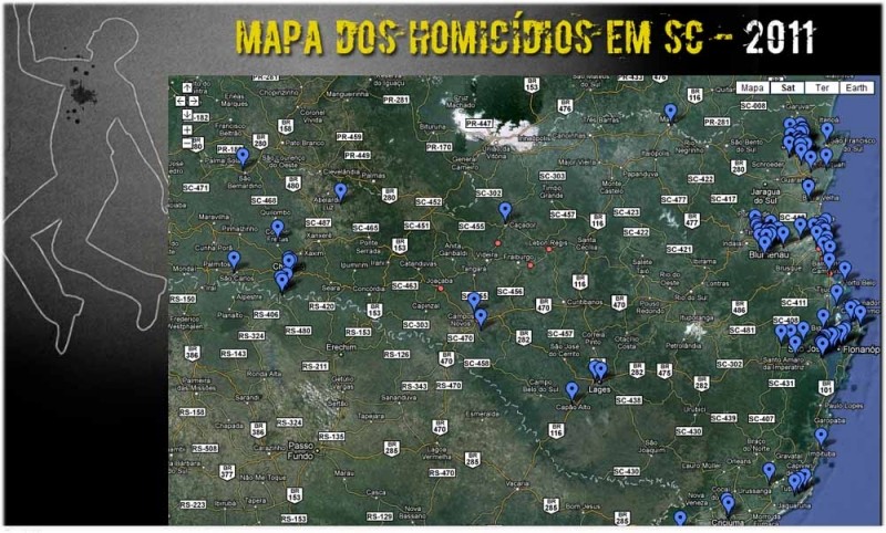 Mapa aponta os homicidios em 2011 - DC