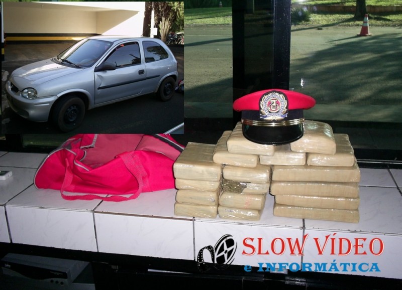 Maconha estava em veiculo com 3 ocupantes um de 14 anos. Foto: PRE-PR