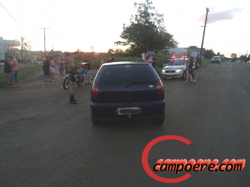 Motociclista ficou ferido Foto: www.campoere_1.com