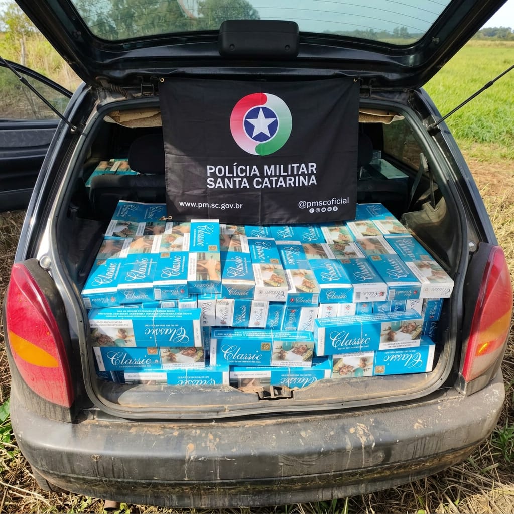 PM intercepta carga de cigarros contrabandeados que seria entregue em Campo Erê