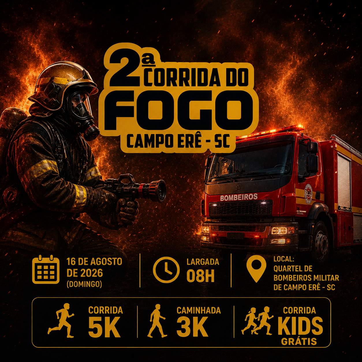 2ª corrida do Fogo registra 100% das inscrições previstas