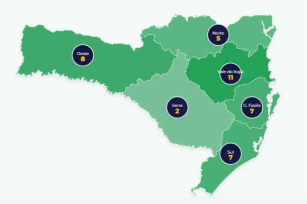 Confira a distribuição dos deputados eleitos por região de Santa Catarina