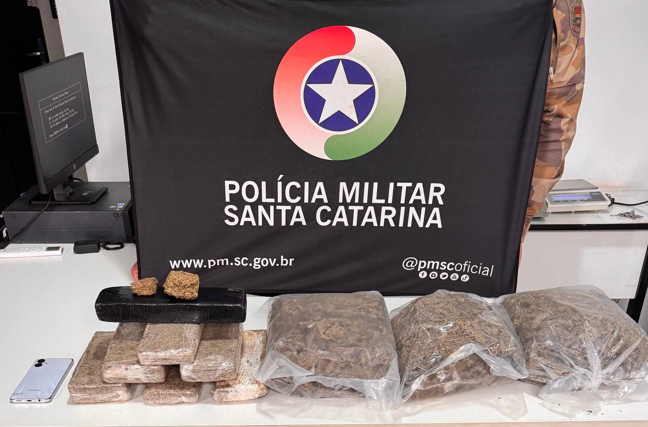 Em três apreensões, PM apreende 25 quilos de maconha em Chapecó e Cordilheira Alta