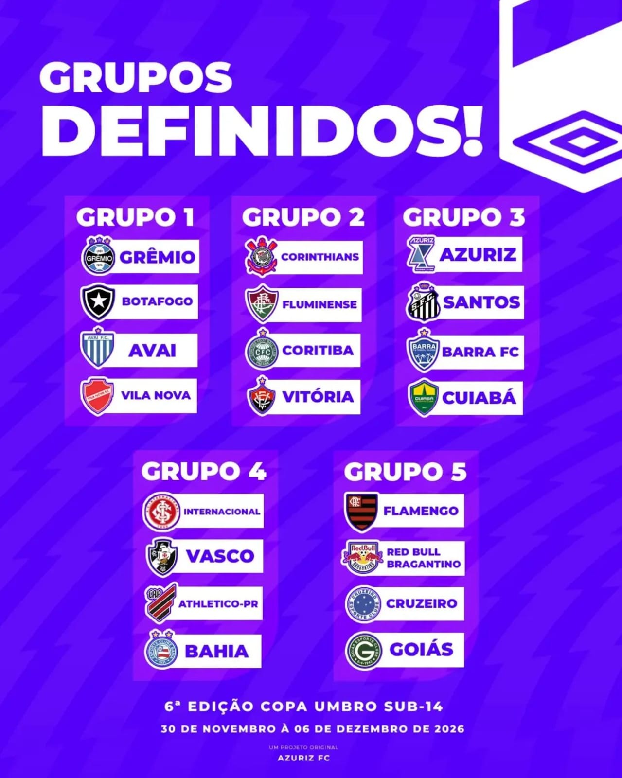 Copa Umbro chega à 6ª edição com grupos definidos em sorteio realizado em Pato Branco